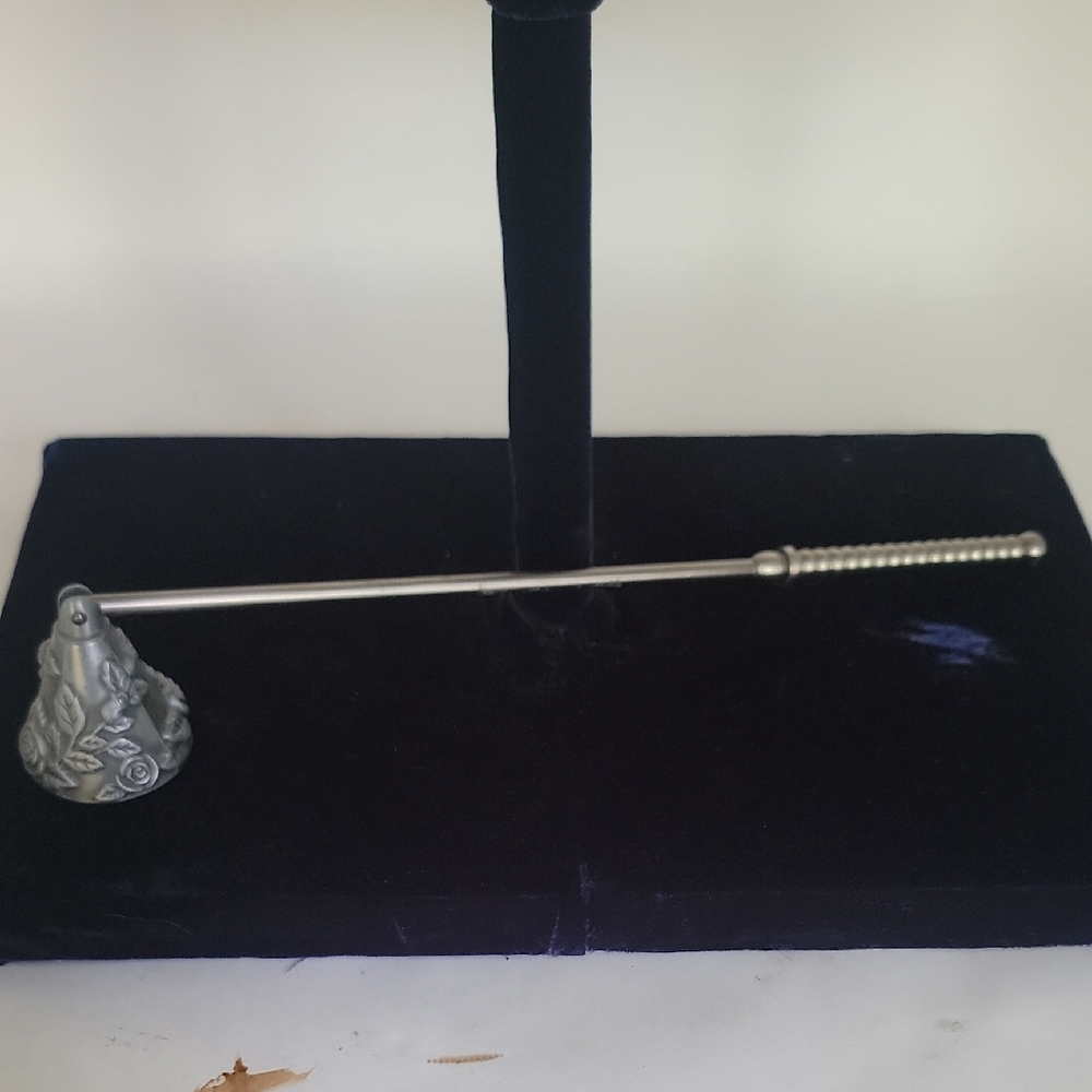 Silver Tone Engraved Silver Tone Engraved Candle Snuffer 12"